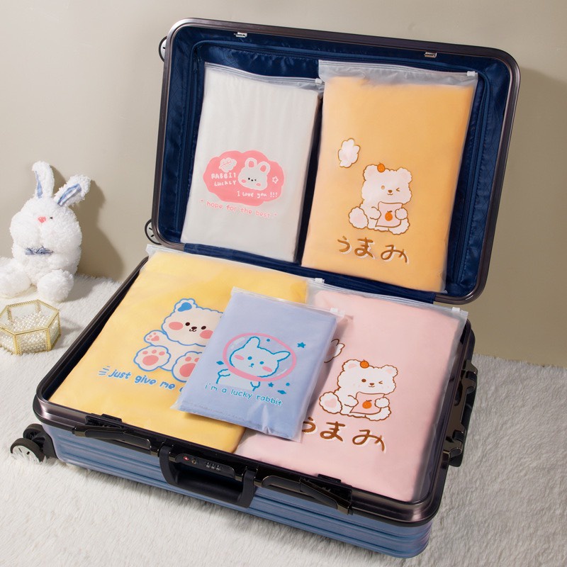 Túi zip có khóa kéo in hình gấu nhỏ xinh cute túi dây rút đựng quần áo mỹ phẩm chống nước ANDOSA TCN10