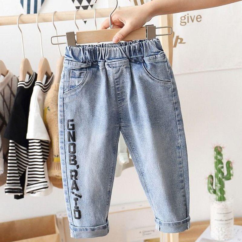 Quần Jeans Dài In Chữ Thời Trang Cho Bé