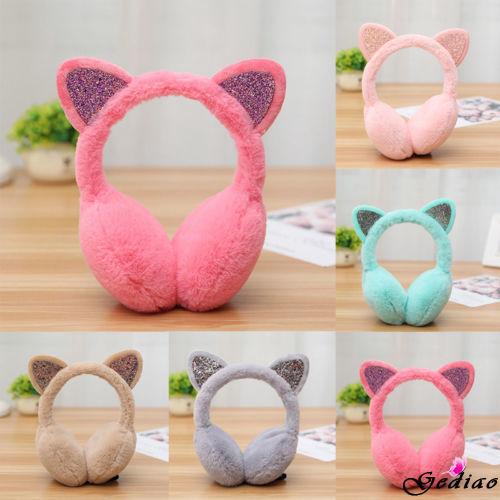 Chụp tai giữ ấm mùa đông ấm áp có tai mèo dễ thương cho nữ/trẻ em