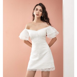 Đầm ren trễ vai, form chữ A xinh xắn đi dự tiệc Stella