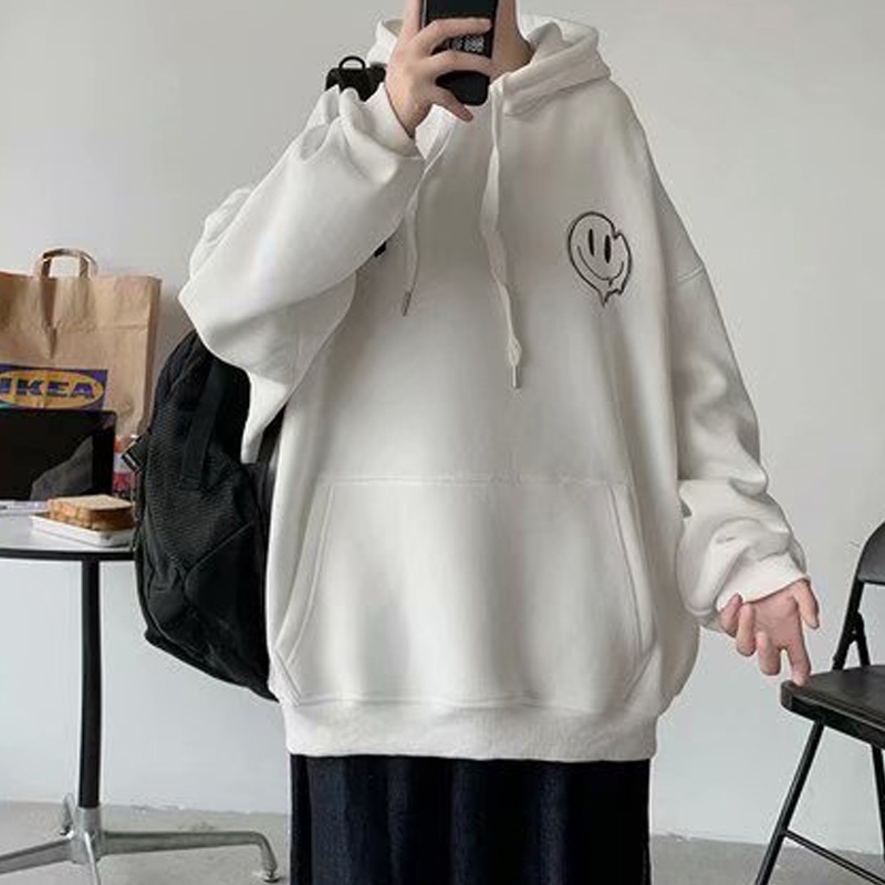 Áo hoodie dài tay in họa tiết mặt cười thời trang dành cho nam