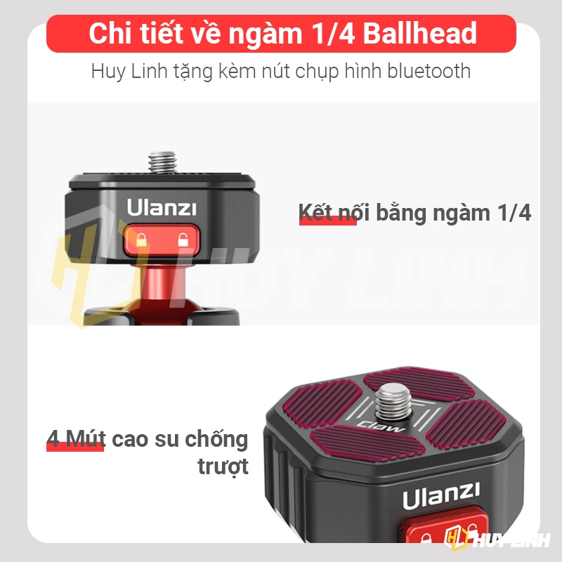 Chân Tripod Octopus Ulanzi MT-45 Claw Flexible Tripod Cho Điện Thoại/Máy ảnh Mirroless, DSLR - Tích hợp Cold Shoe