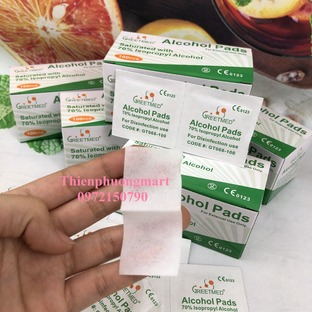 Bông tẩm cồn Greetmeed  Alcohol Pads - Bông làm sạch da trước khi tiêm, lau điện thoại, lau tay