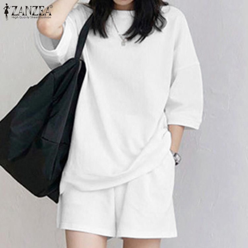 Set đồ ZANZEA gồm áo thun ngắn tay cổ tròn + quần short thời trang cho nữ