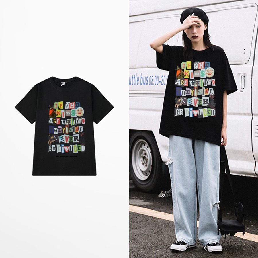 Áo Thun Tay Lỡ Unisex Form Rộng Hình Chữ Cực Chất
