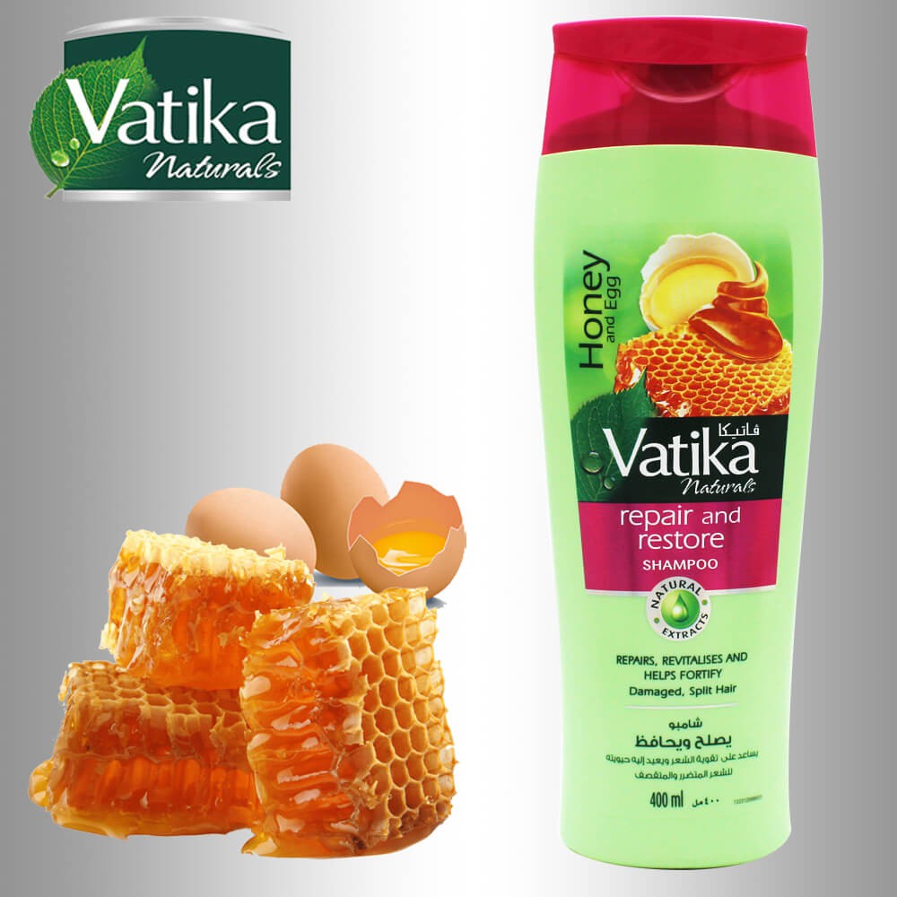 Dầu gội/ xả Vatika phục hồi hư tổn 400ml- chiết xuất trứng & mật ong