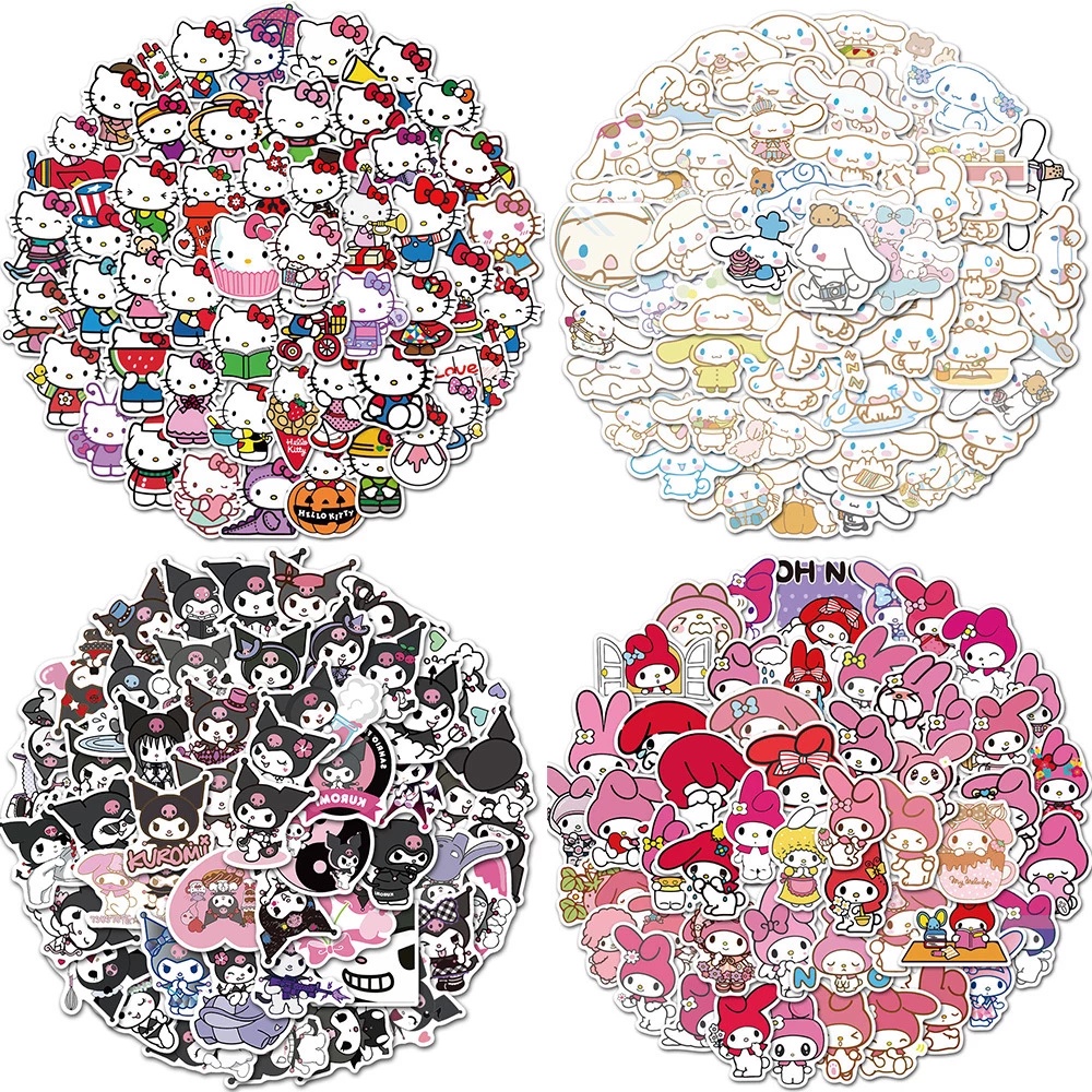SANRIO Bộ 50 Miếng Dán Trang Trí Laptop Họa Tiết Hello Kitty Dễ Thương