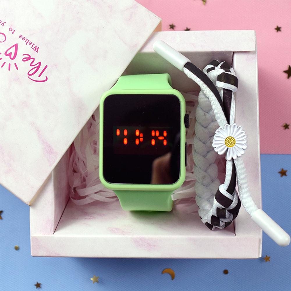 Đồng Hồ Điện Tử Dây Silicone Chống Thấm Nước Hiện Có Đèn LED 8 Màu