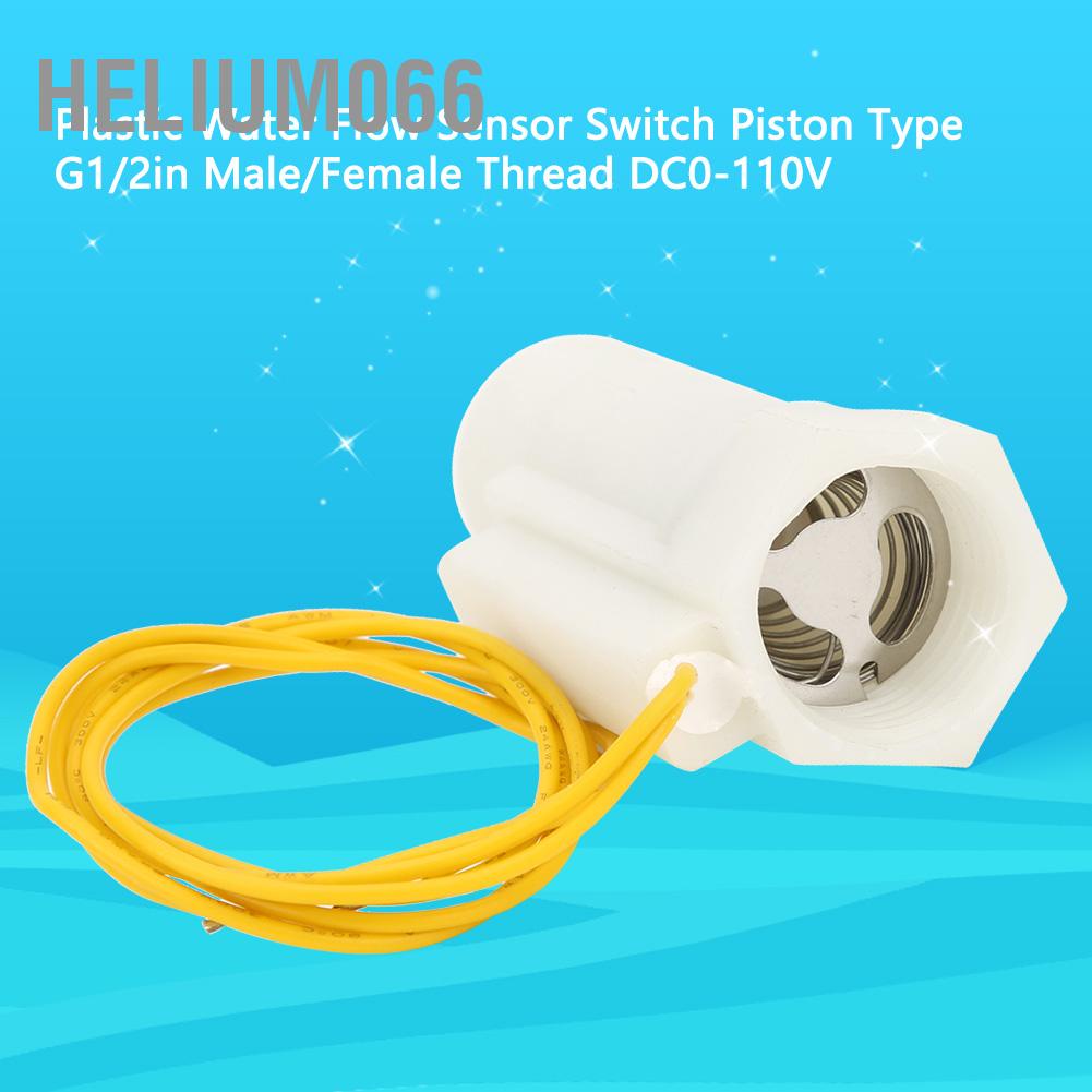 Helium066 Plastic Water Flow Sensor Switch Piston Type G1/2in Male/Female Thread DC0-
