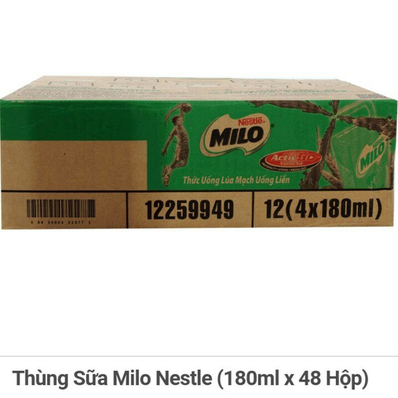 Thùng sữa Milo Nestle (180ml x 48 Hộp)