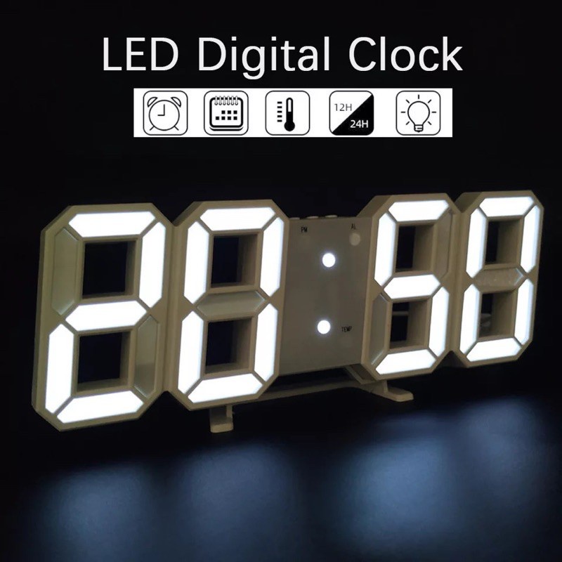 Đồng hồ LED 3D treo tường, để bàn thông minh TN828 Smart Clock phong cách Hàn Quốc[ Tặng Kèm Củ Sạc]