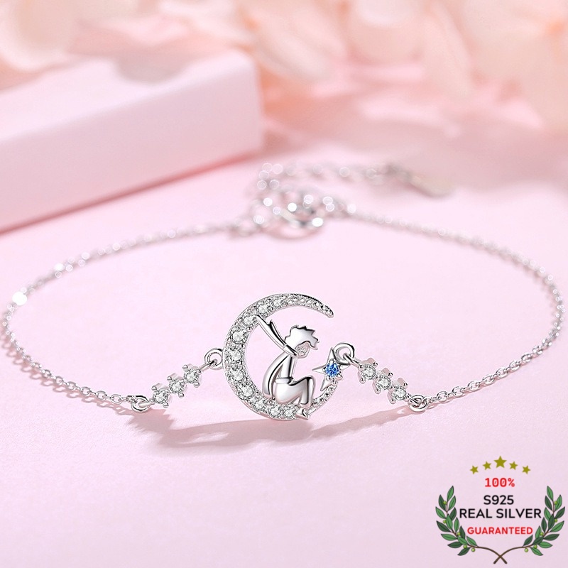 Vòng Tay Bạc S925 Hoàng Tử Bé Little Prince Dễ Thương | Lắc Tay Nữ Bạc 925 Thời Trang