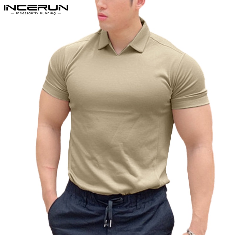 Áo Thun INCERUN Polo Tay Ngắn Có 5 Màu Thời Trang Cho Nam