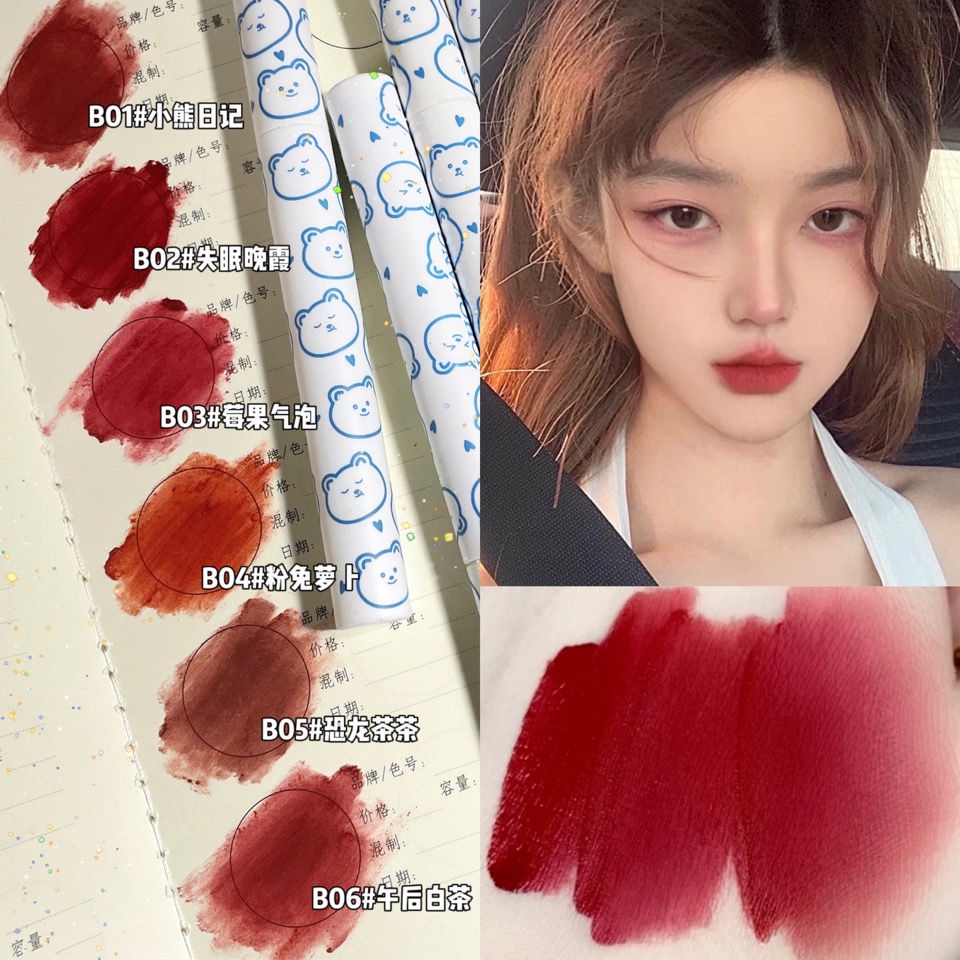 [Hàng mới về] Son Kem Lì Mịn Mượt Như Nhung Hình Gấu Đáng Yêu