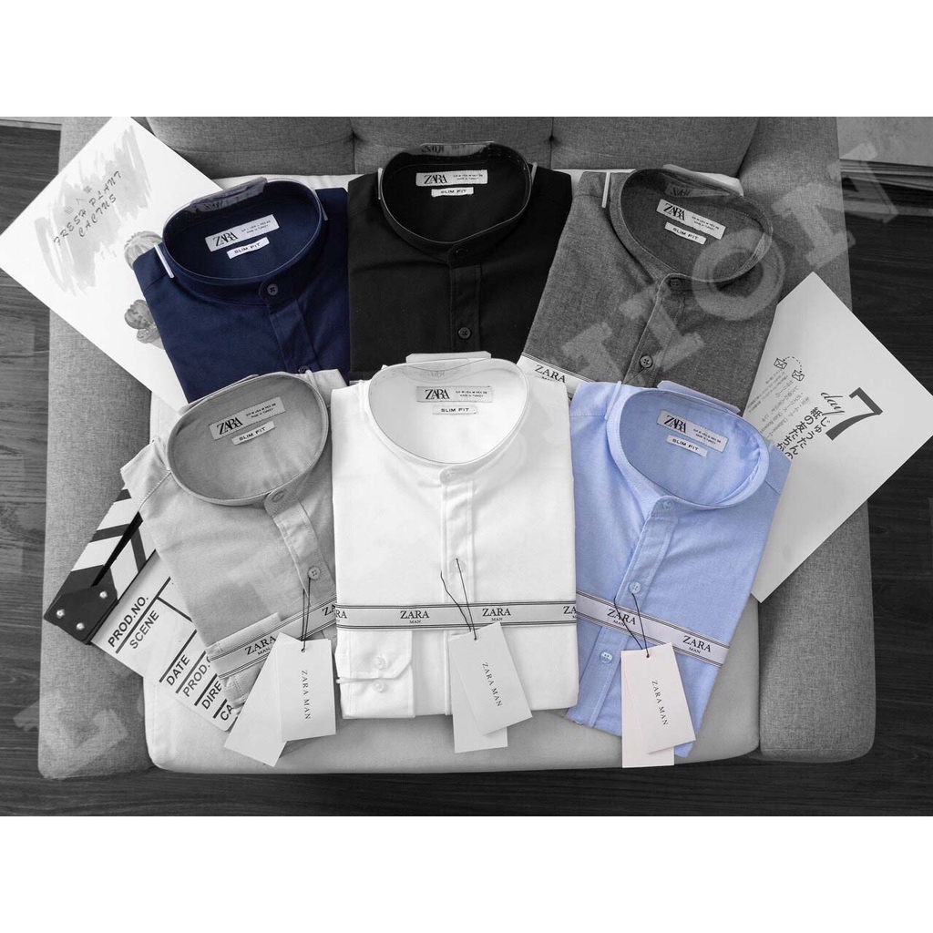 Áo sơ mi nam cổ trụ tay dài vải kate lụa cao cấp nhiều màu ít nhăn - LZ FASHION - STT002 | BigBuy360 - bigbuy360.vn