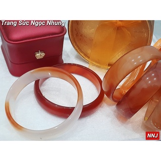 Vòng mã não bản to màu đỏ cam-M4568