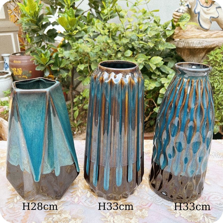 Lọ hoa decor ⚱ Gốm Sứ Bát Tràng ⚱ bình gốm cắm hoa trang trí men hoả biến TT 08.