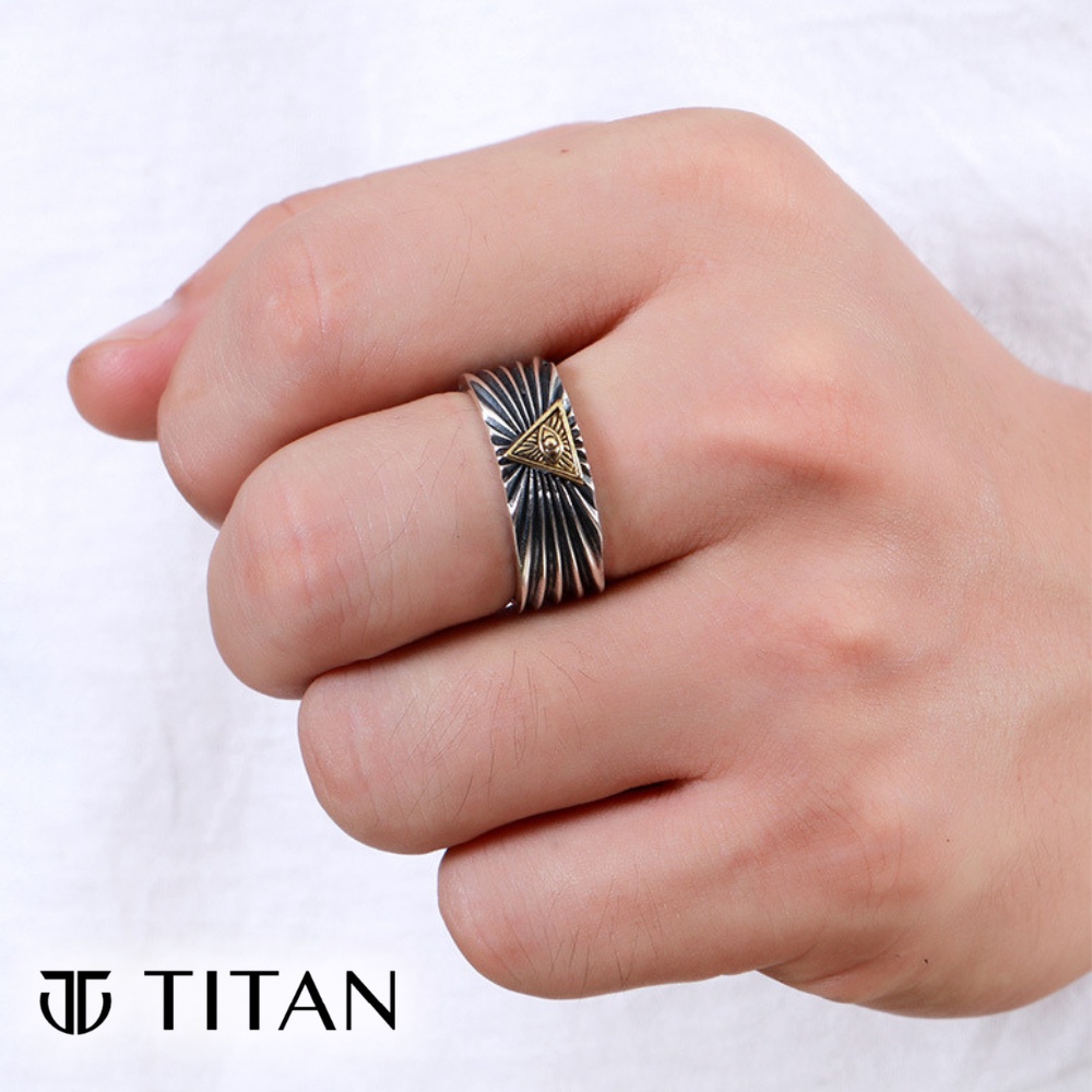 Nhẫn nam họa tiết con mắt kim tự tháp Ai Cập, nhẫn thời trang bụi bặm hiphop màu bạc, ring Titan Shop freesize unisex