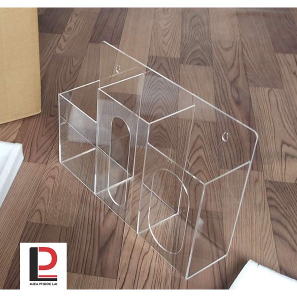 Kệ mica treo tường đựng khẩu trang, nước rửa tay sát khuẩn