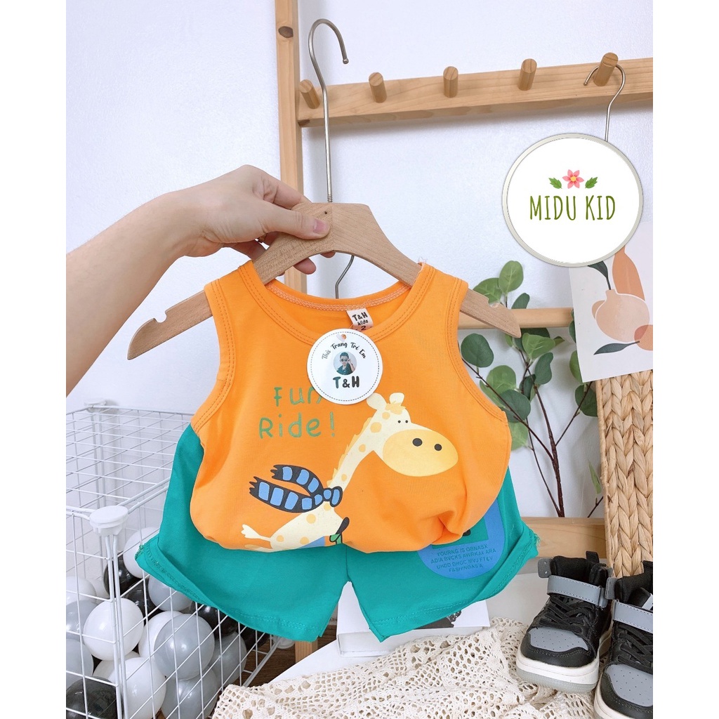 Mẫu 3 Lỗ Huơu Cao Cổ Cho Bé Trai, Chất Thun Cotton Sát Nách Trẻ Em MiDu Kid