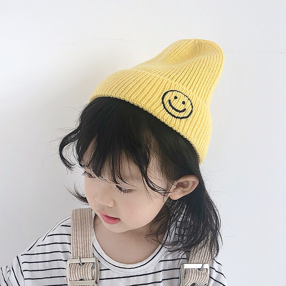 Mũ len thời trang đan hình mặt cười đáng yêu nhiều màu giữ ấm phong cách mùa đông hợp thời trang cho bé