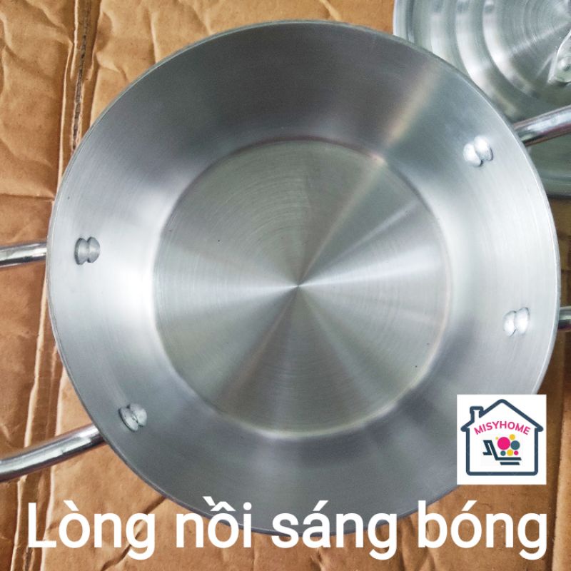 Nồi nhôm xoong nhôm nấu ăn 16,18,20,22,24 nồi nấu mì luộc gà nấu canh kho thịt cá đun bếp ga cao cấp