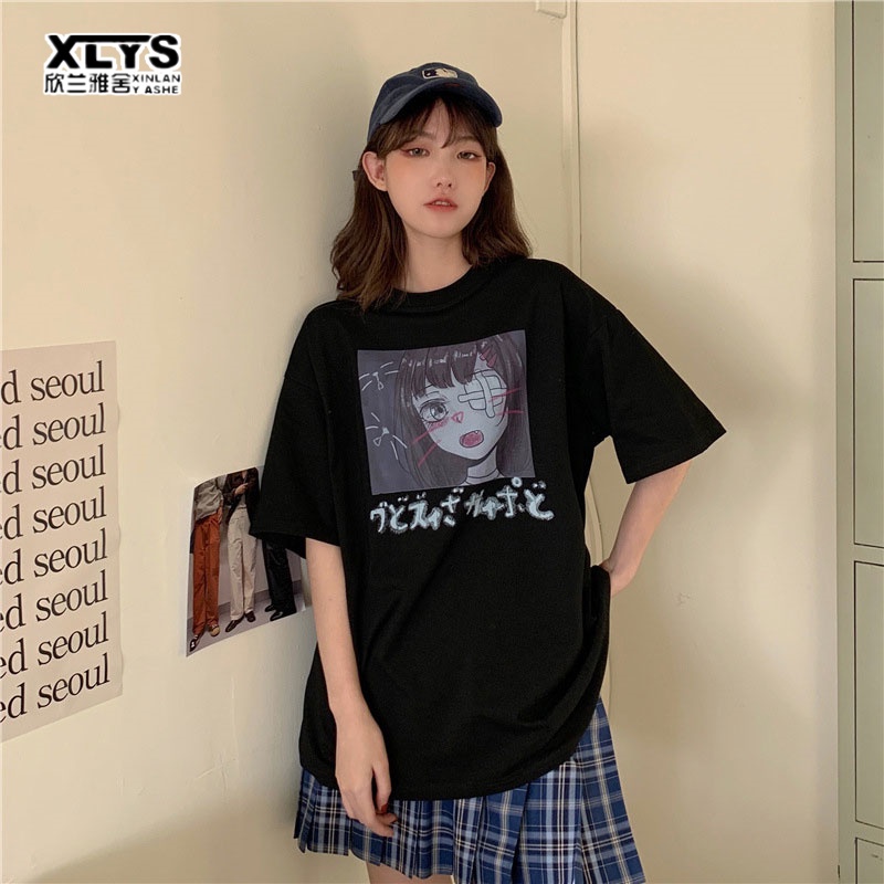 Áo thun XINLANYASHE ngắn tay dáng rộng phong cách hàn quốc cho nữ