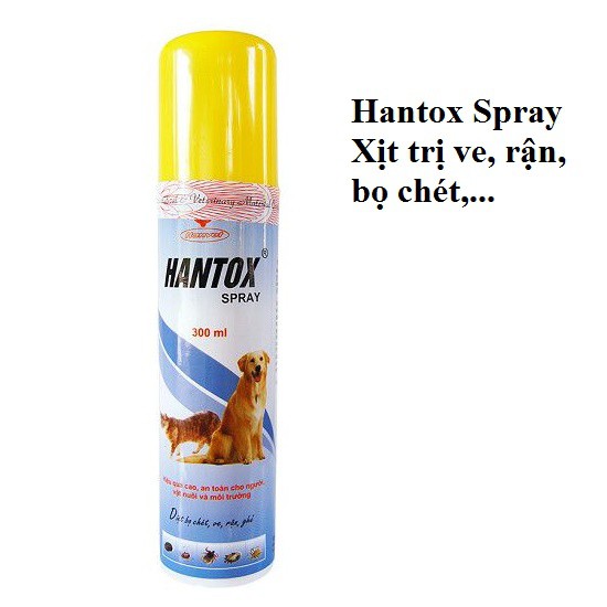 HANTOX Spray Dạng Xịt - Trị Ve, Ghẻ, Chấy, Rận, Bọ Chét Trên Chó Mèo