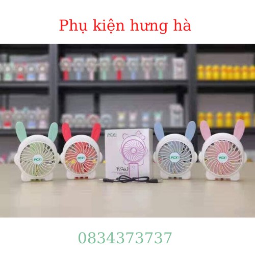 Quạt tích điện mini cầm tay hoạt hình gập lại để bàn được không có đèn  được kích thước quạt cao 18cm rộng 9.5cm