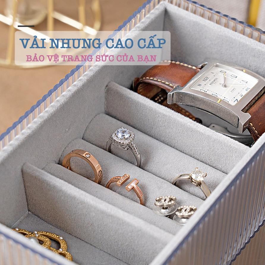 Hộp Đựng Trang Sức Enoda Home Lót Nhung Chống Oxy Hóa Mika Trong Suốt Cao Cấp R004