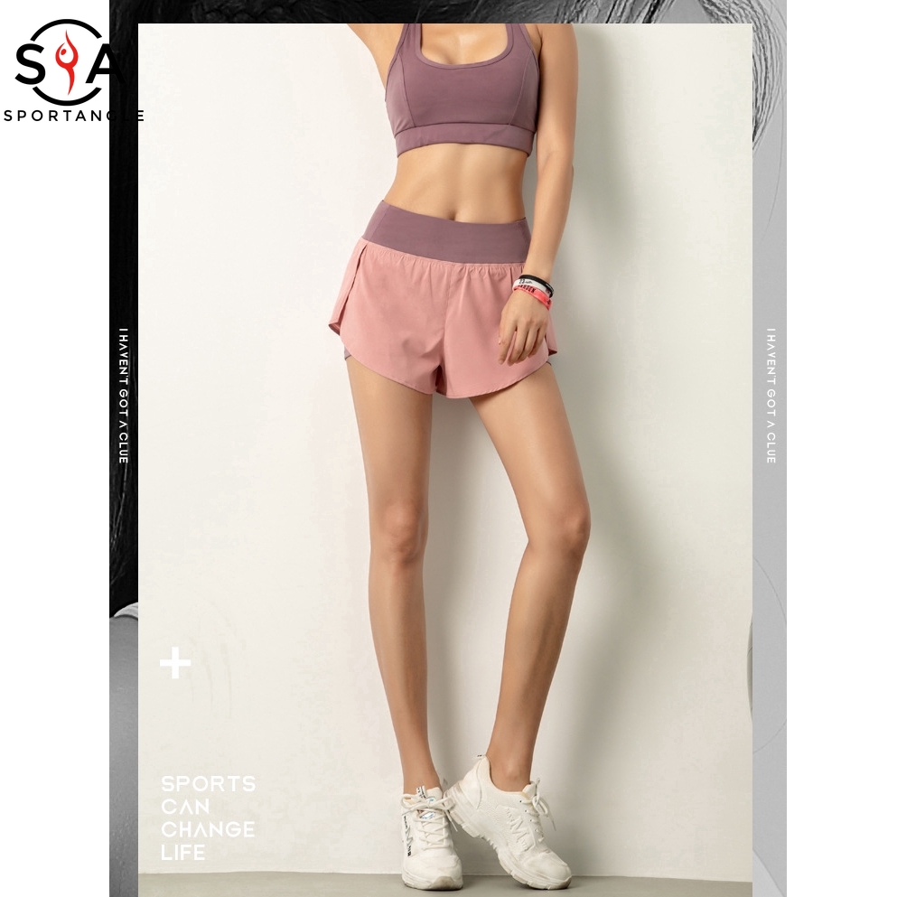 Quần short thể thao nữ nhanh khô có túi size S-3XL thích hợp chạy bộ / tập gym / yoga