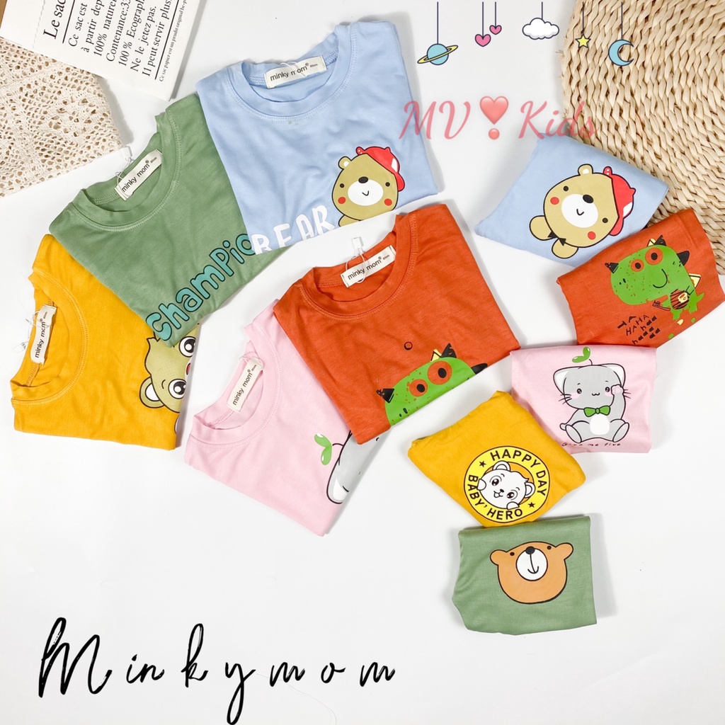SALE] Bộ Quần Áo Bé Gái, Bé Trai Minky Mom Vải Thun Lạnh in hình miu hồng... Dài Tay Cho Bé