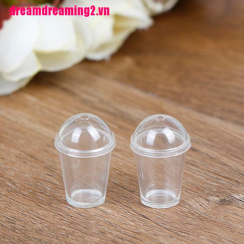 Set 2 ly trà sữa mini tỉ lệ 1: 12 dùng để trang trí nhà búp bê