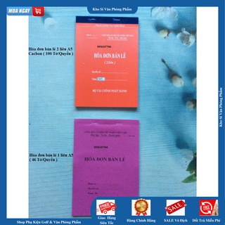1 Quyển Hoá đơn bán lẻ A5 dày 100trang - 1 liên-2 liên - ĐỦ LOẠI
