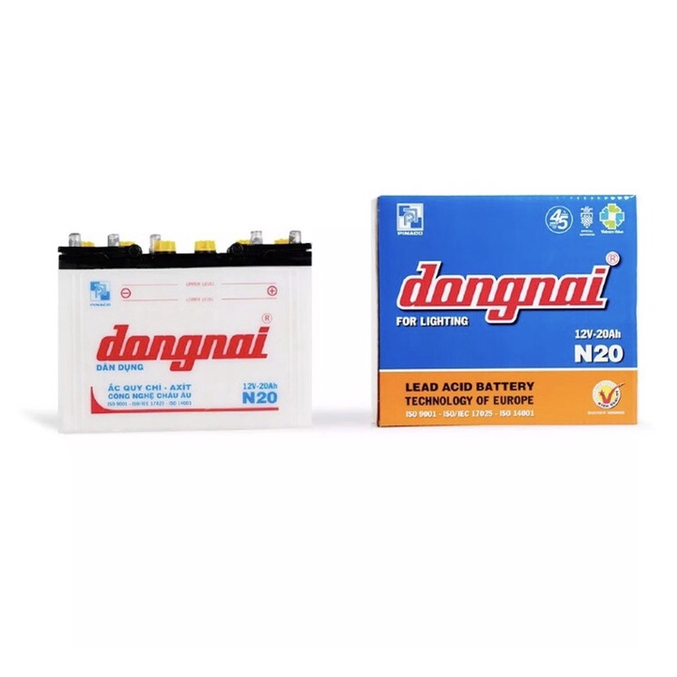 Bình ắc quy 12v dân dụng đồng nai 12V-20ah tặng acid châm bình.