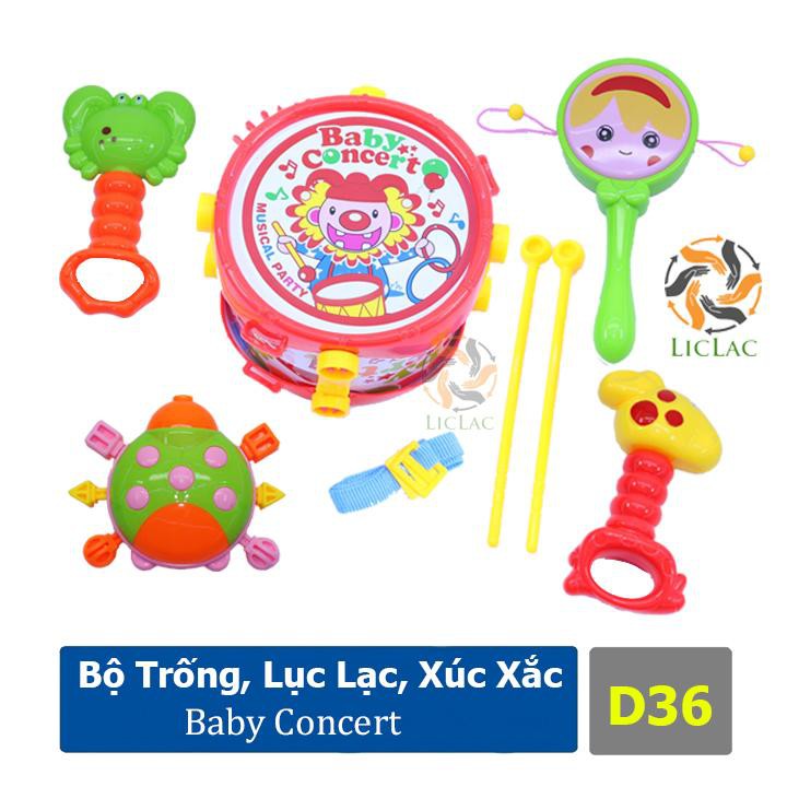 Bộ đồ chơi Lục Lạc Baby Concert D36 cho bé - Đồ chơi Đa Âm Thanh, Nhiều Màu Sắc cho bé tập cầm nắm và nhận biết màu sắc