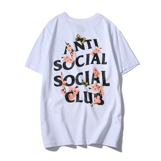 FREESHIP_ÁO TEE TAY LỠ UNISEX ANTI SOCIAL SOCIAL CLUB HOA ANH ĐÀO - TRẮNG