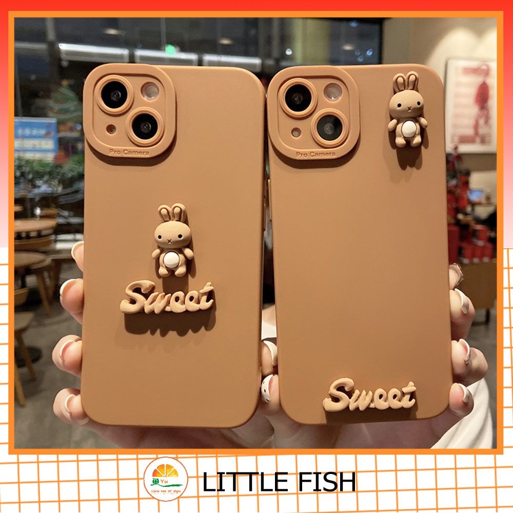 Ốp Điện Thoại Silicon Mềm Hình Thỏ Hoạt Họa Tiếng Anh Cho iphone15 pro max 11 / 12 / 13 / 14 promax xsmax xr 12pro 8plus x