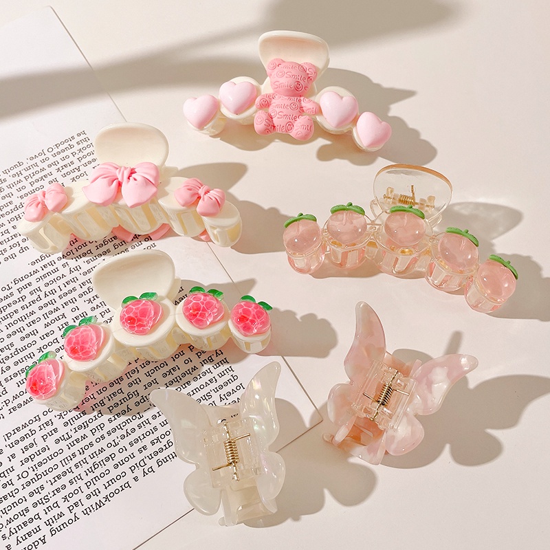 Kẹp Tóc Hình Hoa Tulip / Cá Mập Cỡ Lớn Bằng Acrylic Kiểu Hàn Quốc Dễ Thương Cho Bé Gái