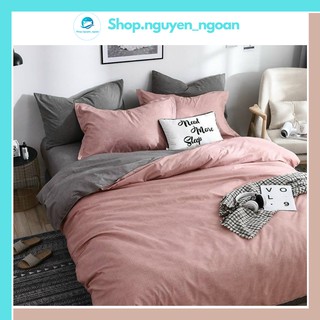 Bộ chăn ga gối Cotton Pl Hồng xước ga giường bo chun miễn phí có đầy đủ kích thước
