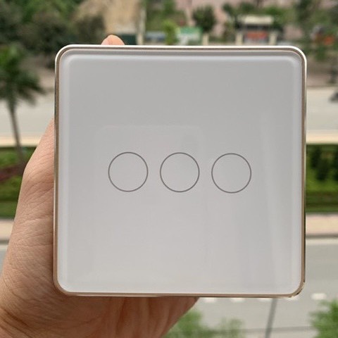 Công tắc Tuya Zigbee vuông 1 2 3 4 nút cao cấp viền nhôm vàng đủ dây LN