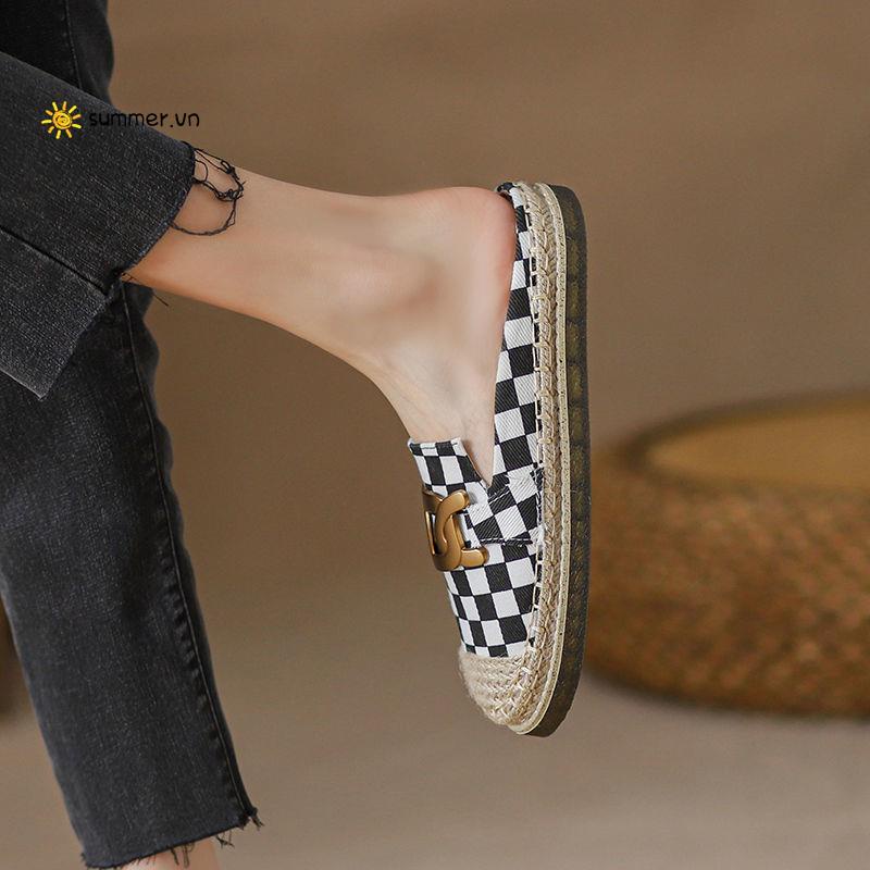 Giày Lười Đế Dày Bằng Vải Bạt Thời Trang Mùa Hè 2022 Phong Cách Mới Cho Nữ