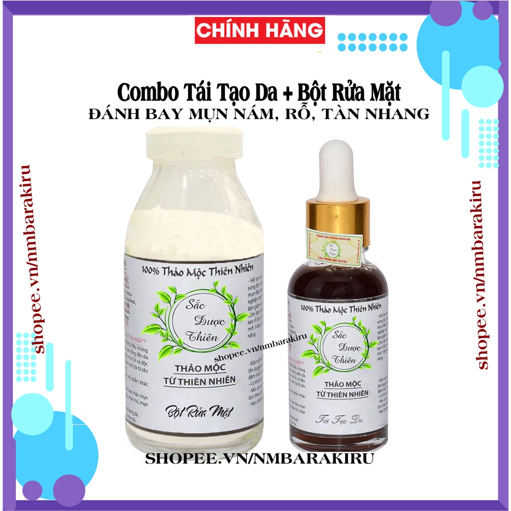 COMBO Tái Tạo Da Sắc Dược Thiên + Bột Rửa Mặt chính hãng Cải Thiện tận gốc mụn, nám rỗ, tàn nhan