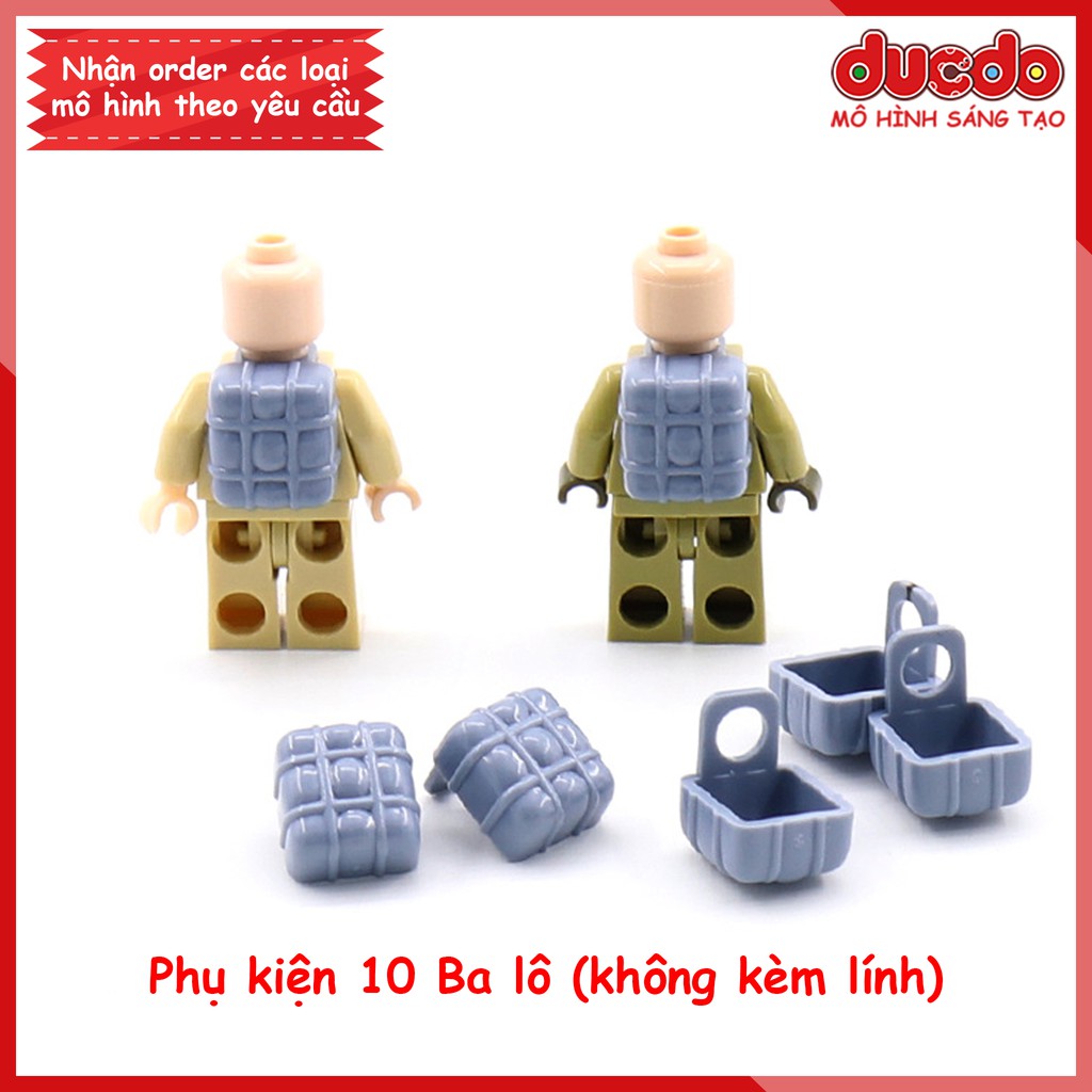 Combo 10 Phụ kiện balo cho lính màu xanh (không gồm lính) - Đồ chơi Lắp ghép Xếp hình Mô hình Mini Minifigures MOC