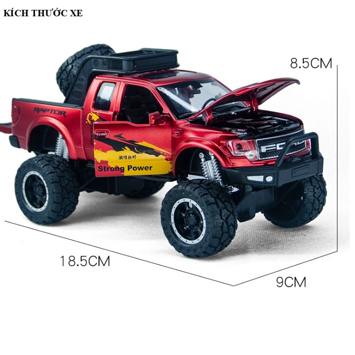 Mô hình xe ô tô Ford Offroad BUILT TOUGH RAPTOR F150 tỉ lệ 1:32 bằng kim loại có đèn và âm thanh