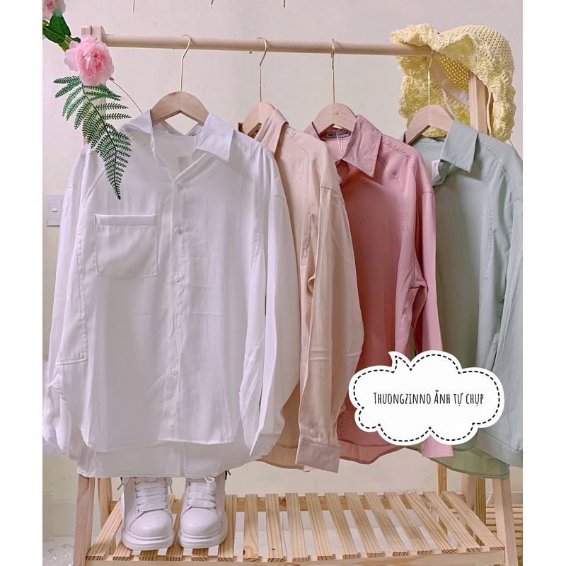 [Ảnh thật/Video] ÁO SƠ MI CỔ POLO LỤA TĂM VẢI ĐẸP DÀI TAY DÁNG SUÔNG RỘNG BASIC HÀN QUỐC SƠ MI LỤA VẠT BÀU TAY SUÔNG | BigBuy360 - bigbuy360.vn