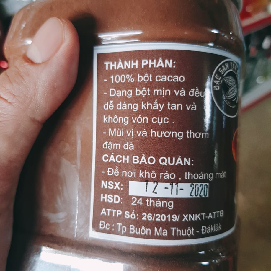 500GR BỘT CACAO NGUYÊN CHẤT CAO CẤP LOẠI 1 ĐẮK LẮK, THƠM NGON, MỊN MƯỚT