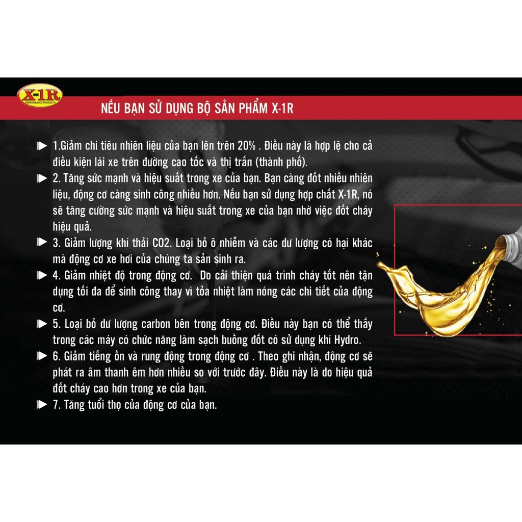 Phụ gia dầu nhớt động cơ  X-1R  ENGINE TREATMENT, bảo vệ , tăng hiệu xuất, làm sạch hệ thống bôi trơn động cơ.