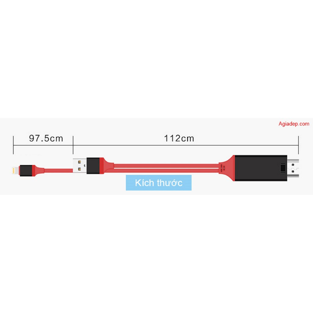 Dây Cable kết nối điện thoại iPhone với tivi , máy chiếu Lightning to HDMI - Hàng hiệu cao cấp