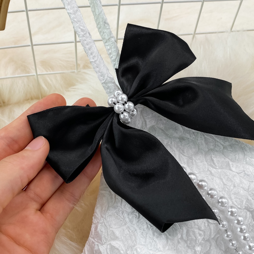 🌸Hàng Order🌸 Váy Đầm 2 Dây In Nổi Phối Nơ Dây Ngọc Dáng Xòe Sang Chảnh Nữ Tính🌸Hàng Quảng Châu